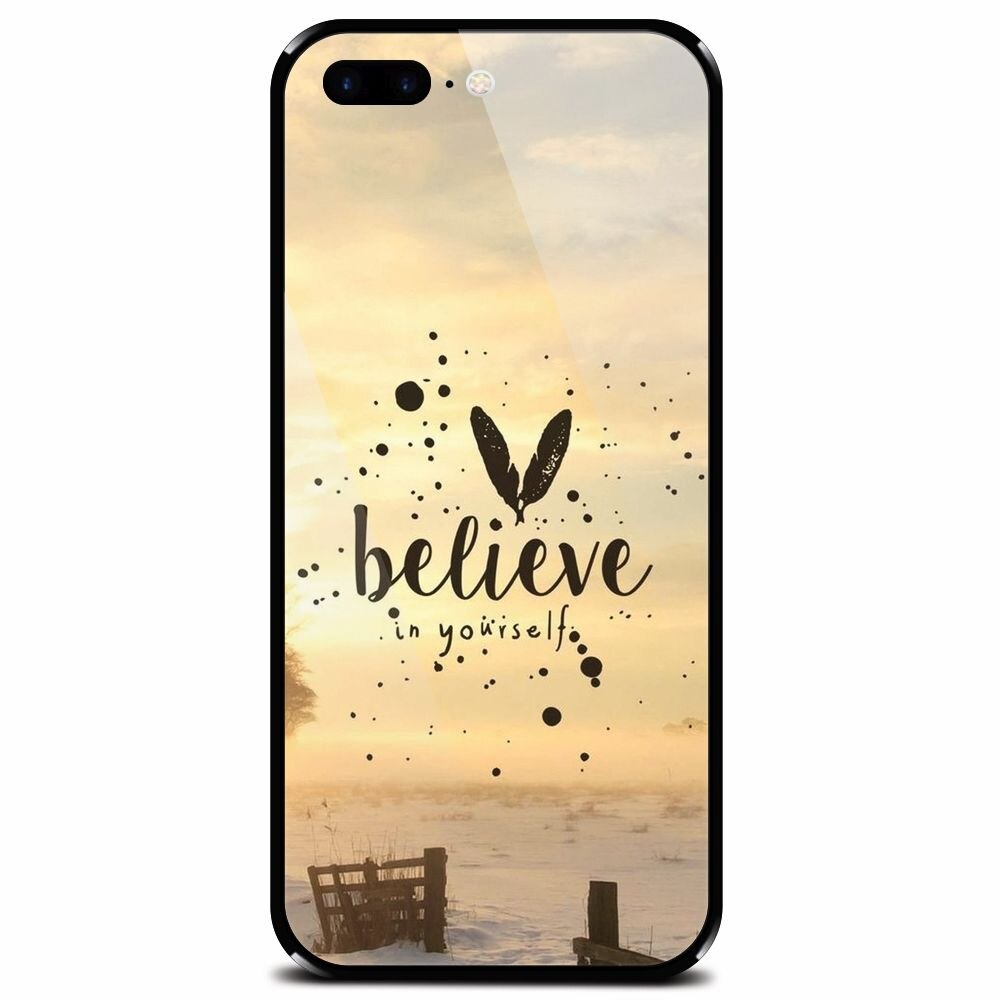 Husa din sticla securizata pentru Apple iPhone 8 Plus, Believe In Yourself