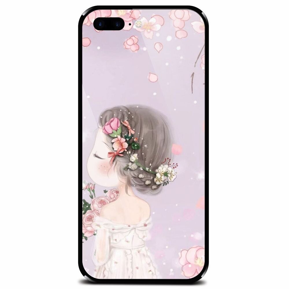 Husa din sticla securizata pentru Apple iPhone 8 Plus, Girl 001