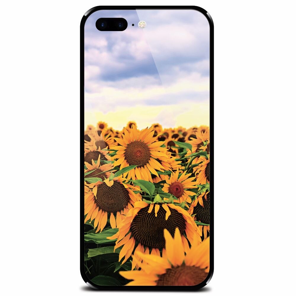 Husa din sticla securizata pentru Apple iPhone 8 Plus, Sunflowers