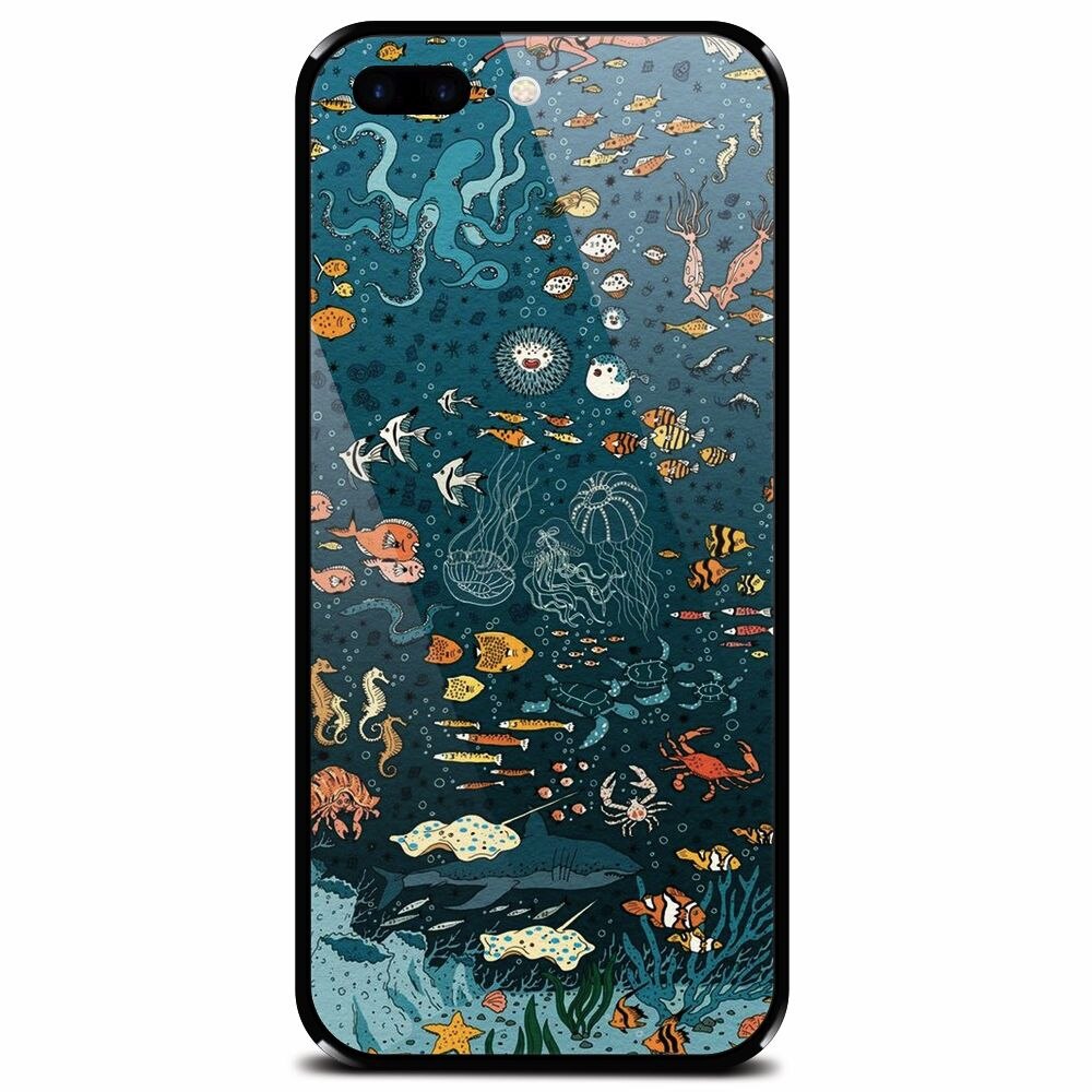 Husa din sticla securizata pentru Apple iPhone 7 Plus, Under The Sea