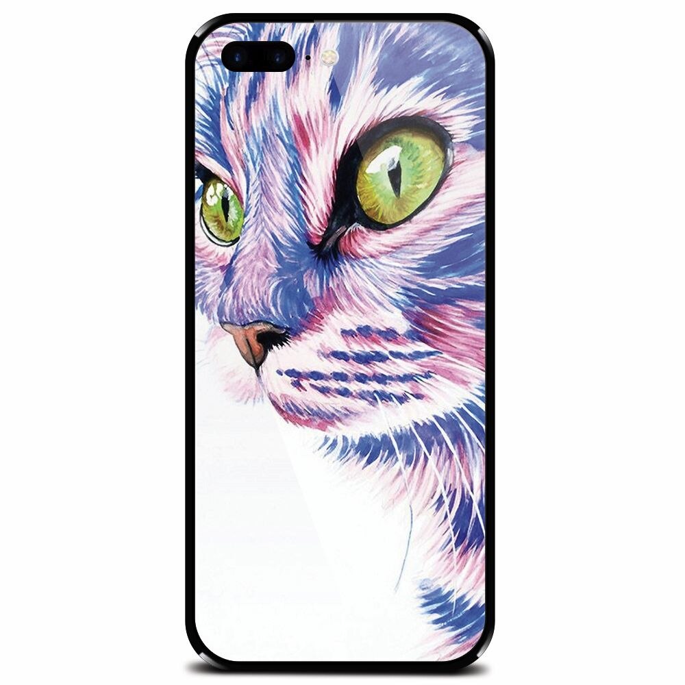 Husa din sticla securizata pentru Apple iPhone 8 Plus, Colorfull Cat