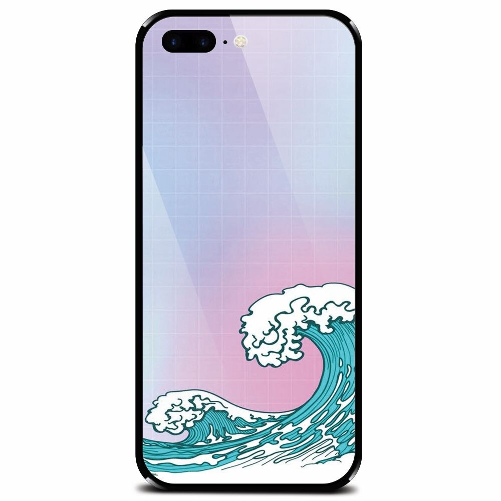 Husa din sticla securizata pentru Apple iPhone 8 Plus, Waves