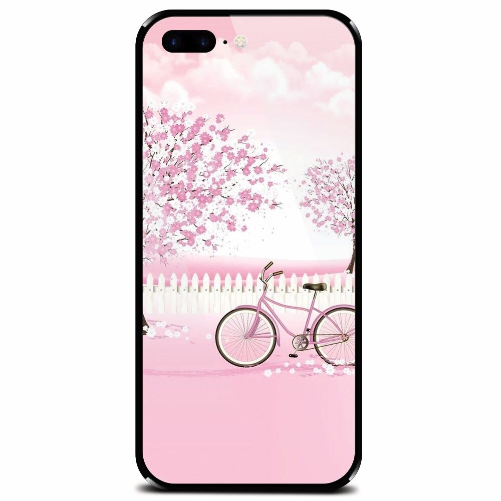 Husa din sticla securizata pentru Apple iPhone 7 Plus, Pink Spring