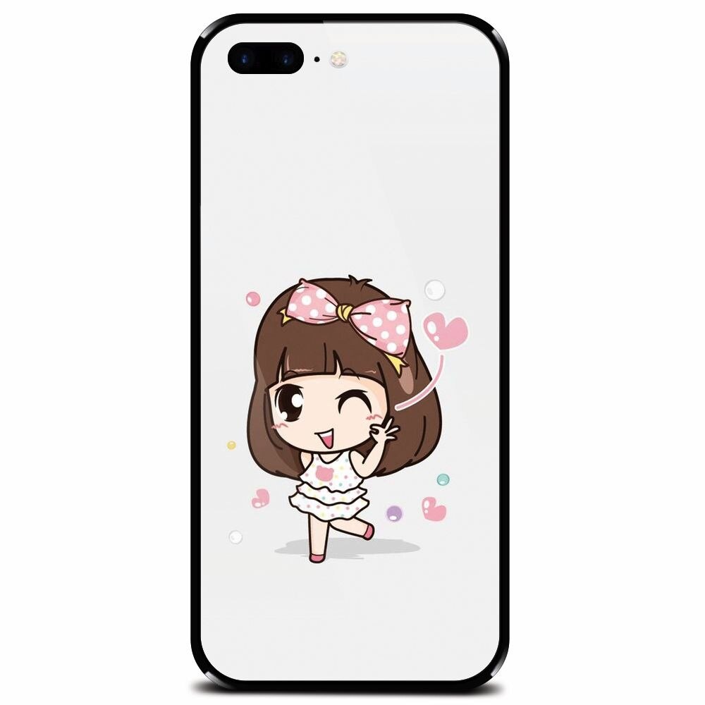 Husa din sticla securizata pentru Apple iPhone 7 Plus, Happy Girl