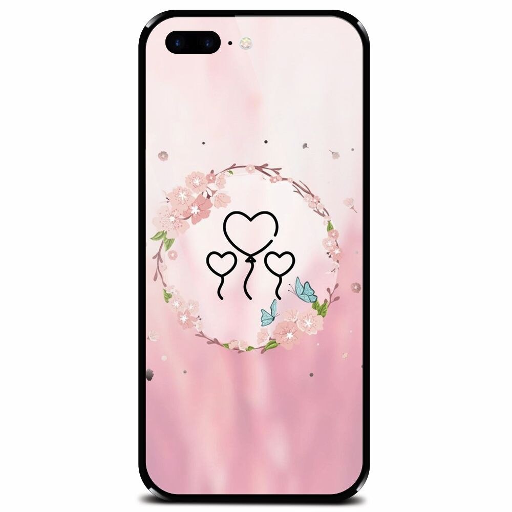 Husa din sticla securizata pentru Apple iPhone 7 Plus, Heart Baloons