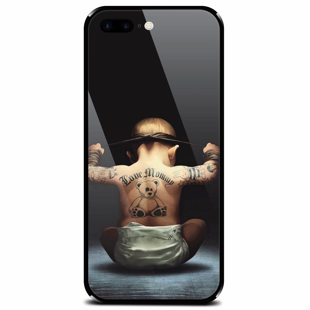 Husa din sticla securizata pentru Apple iPhone 7 Plus, Body Builder Cute Baby Tattoo