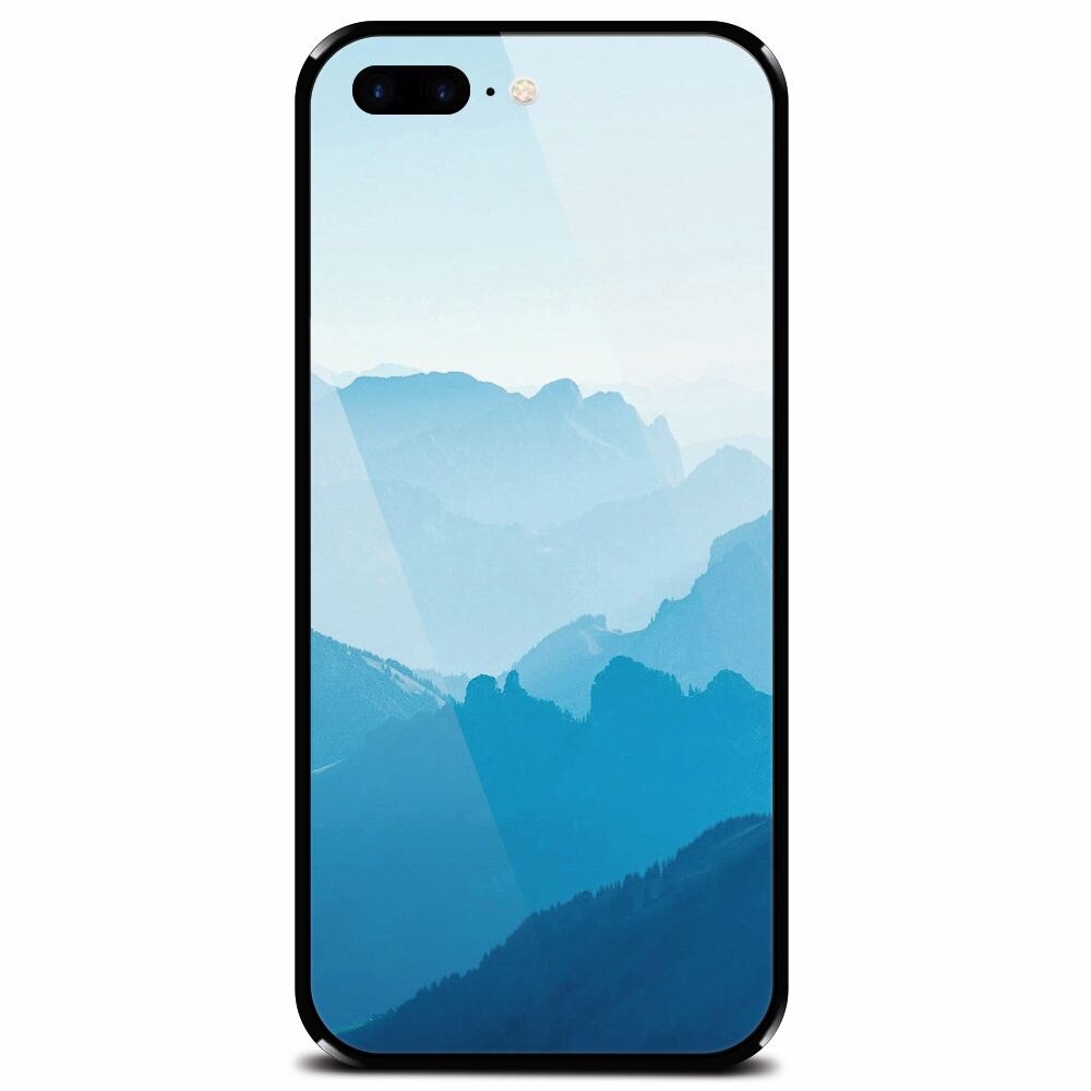 Husa din sticla securizata pentru Apple iPhone 7 Plus, Blue Mountain Crests