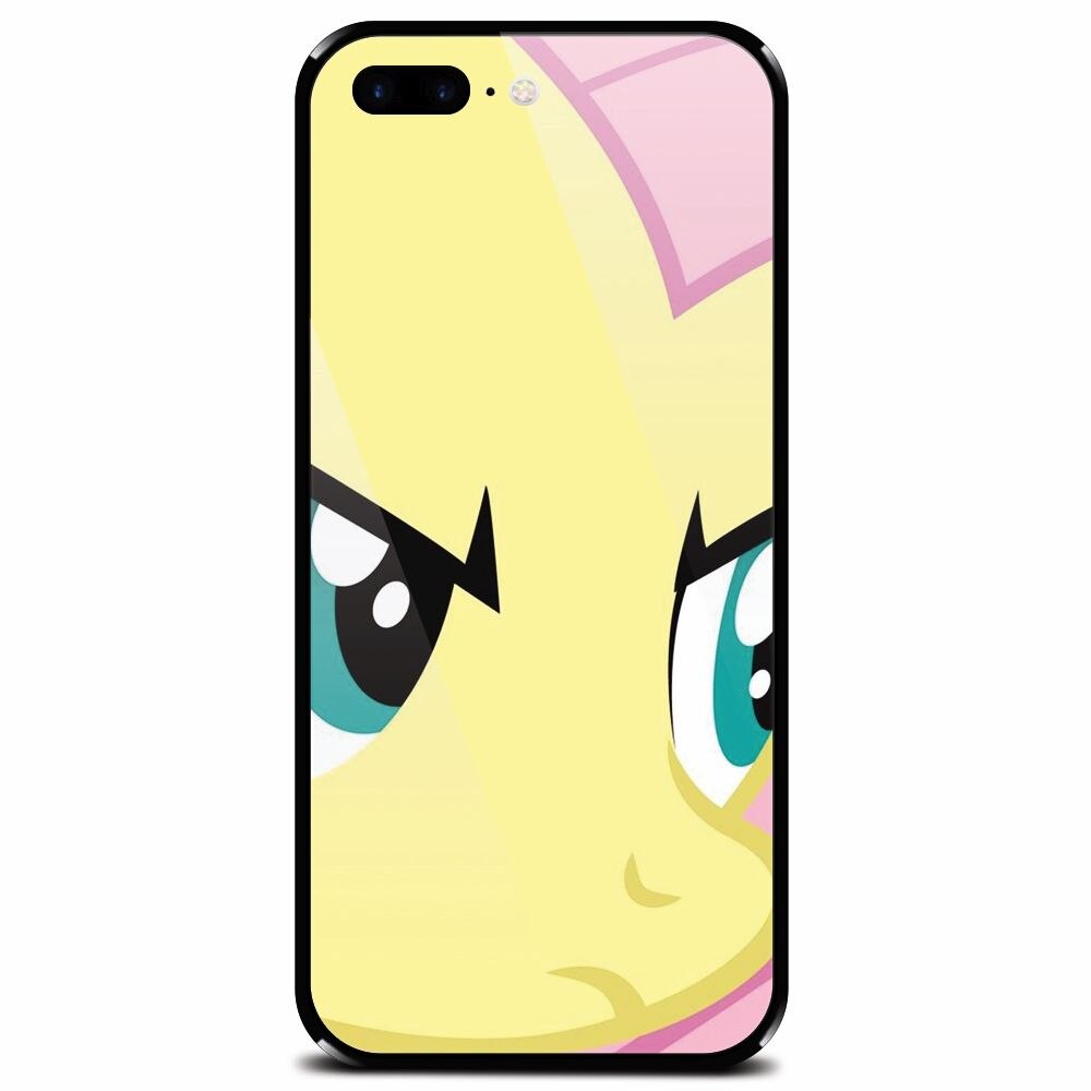 Husa din sticla securizata pentru Apple iPhone 8 Plus, Close Up Fluttershy My Little Pony Friendship Is Magic