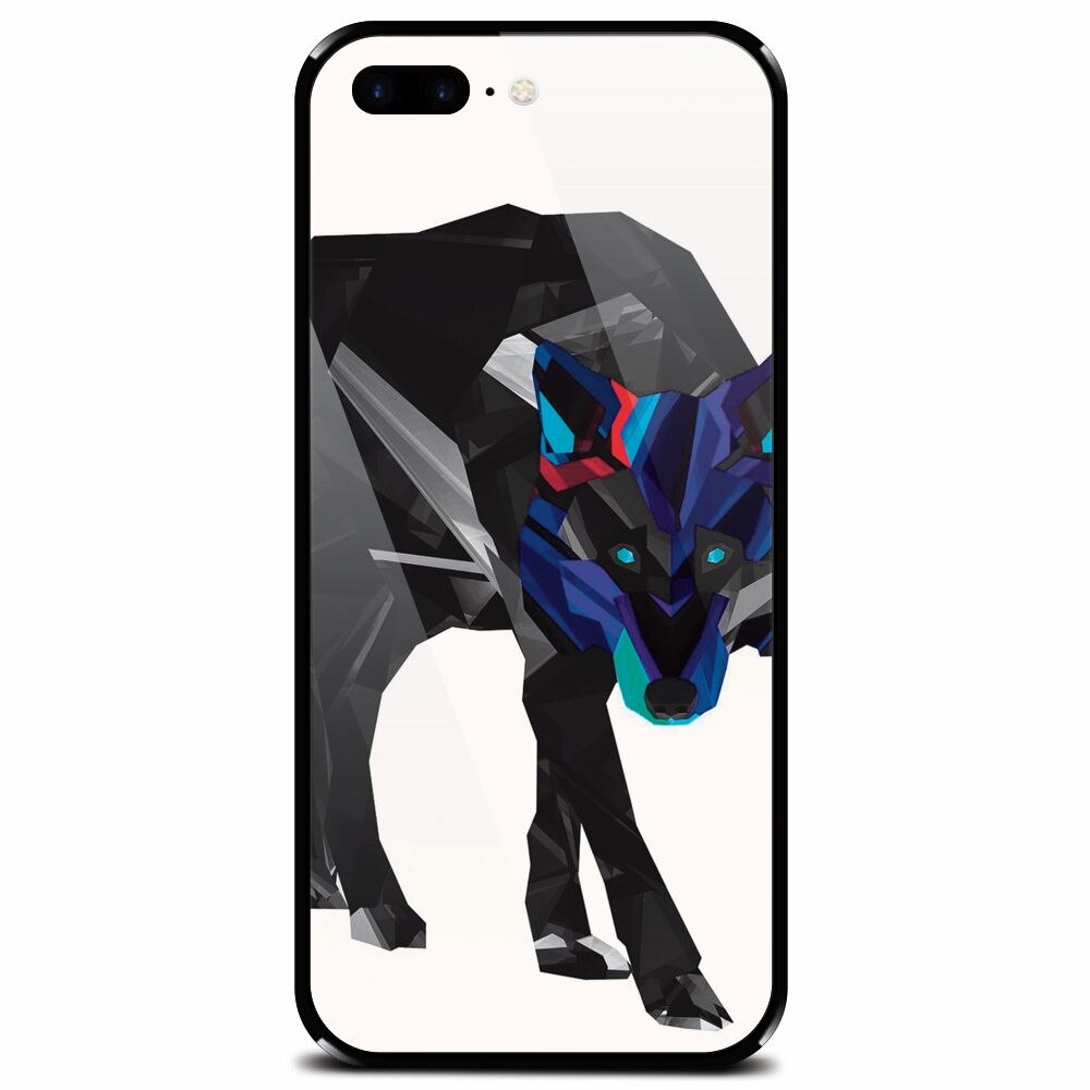 Husa din sticla securizata pentru Apple iPhone 8 Plus, Abstract Wolf