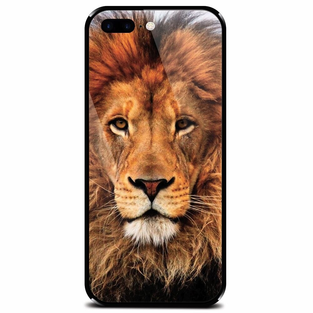 Husa din sticla securizata pentru Apple iPhone 7 Plus, Colorful Lion4