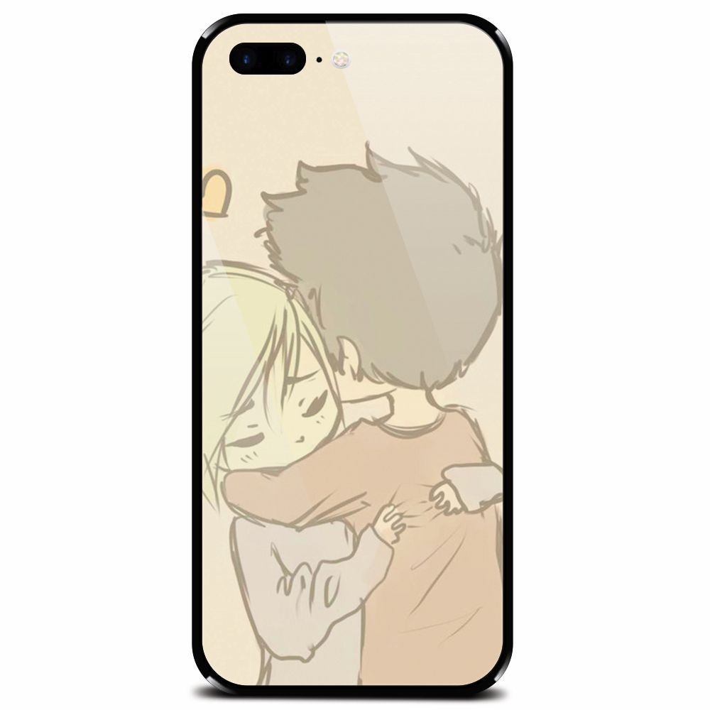Husa din sticla securizata pentru Apple iPhone 7 Plus, Couple Hug