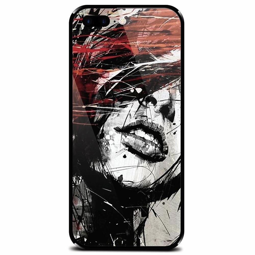 Husa din sticla securizata pentru Apple iPhone 7 Plus, Byroglyphics Woman Drawing