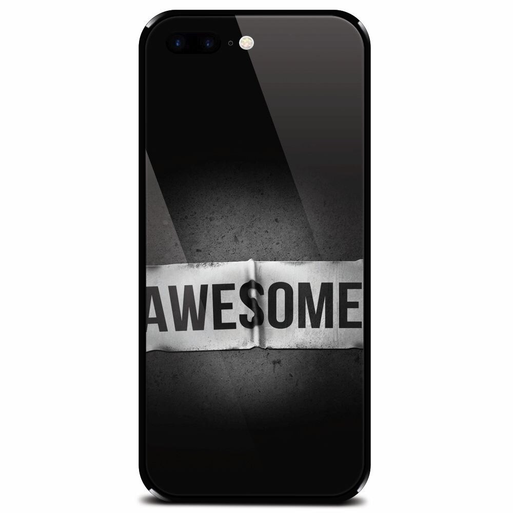 Husa din sticla securizata pentru Apple iPhone 7 Plus, Awesome Label Dark