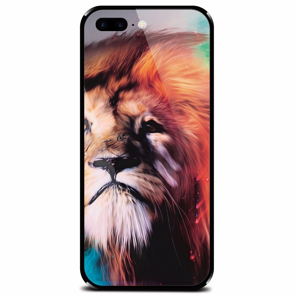 Husa din sticla securizata pentru Apple iPhone 7 Plus, Awesome Art Of Lion
