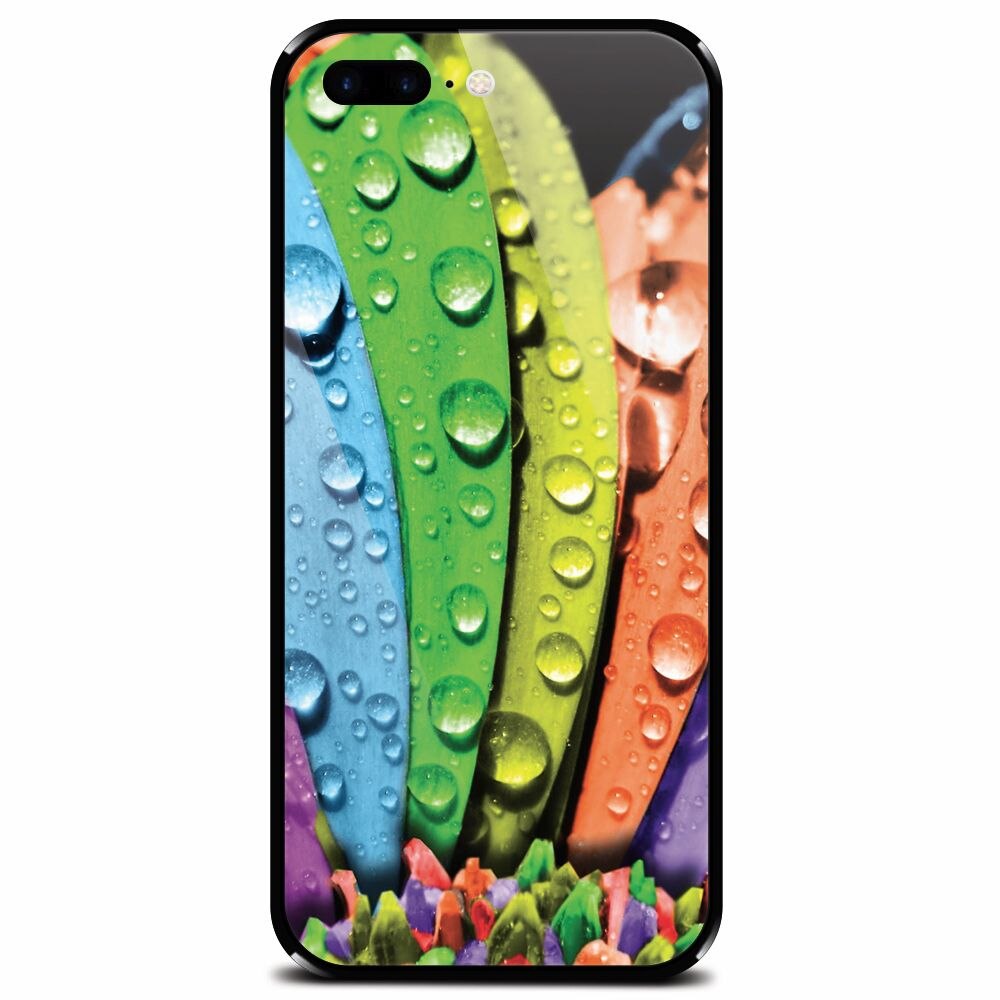 Husa din sticla securizata pentru Apple iPhone 7 Plus, Colorful Daisy Petals