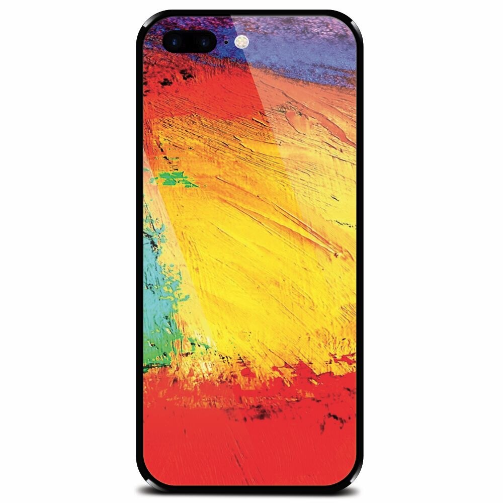 Husa din sticla securizata pentru Apple iPhone 8 Plus, Colorful Dry Paint Strokes Texture