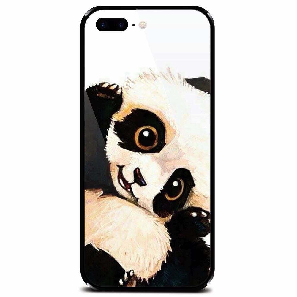 Husa din sticla securizata pentru Apple iPhone 8 Plus, Baby Panda 002