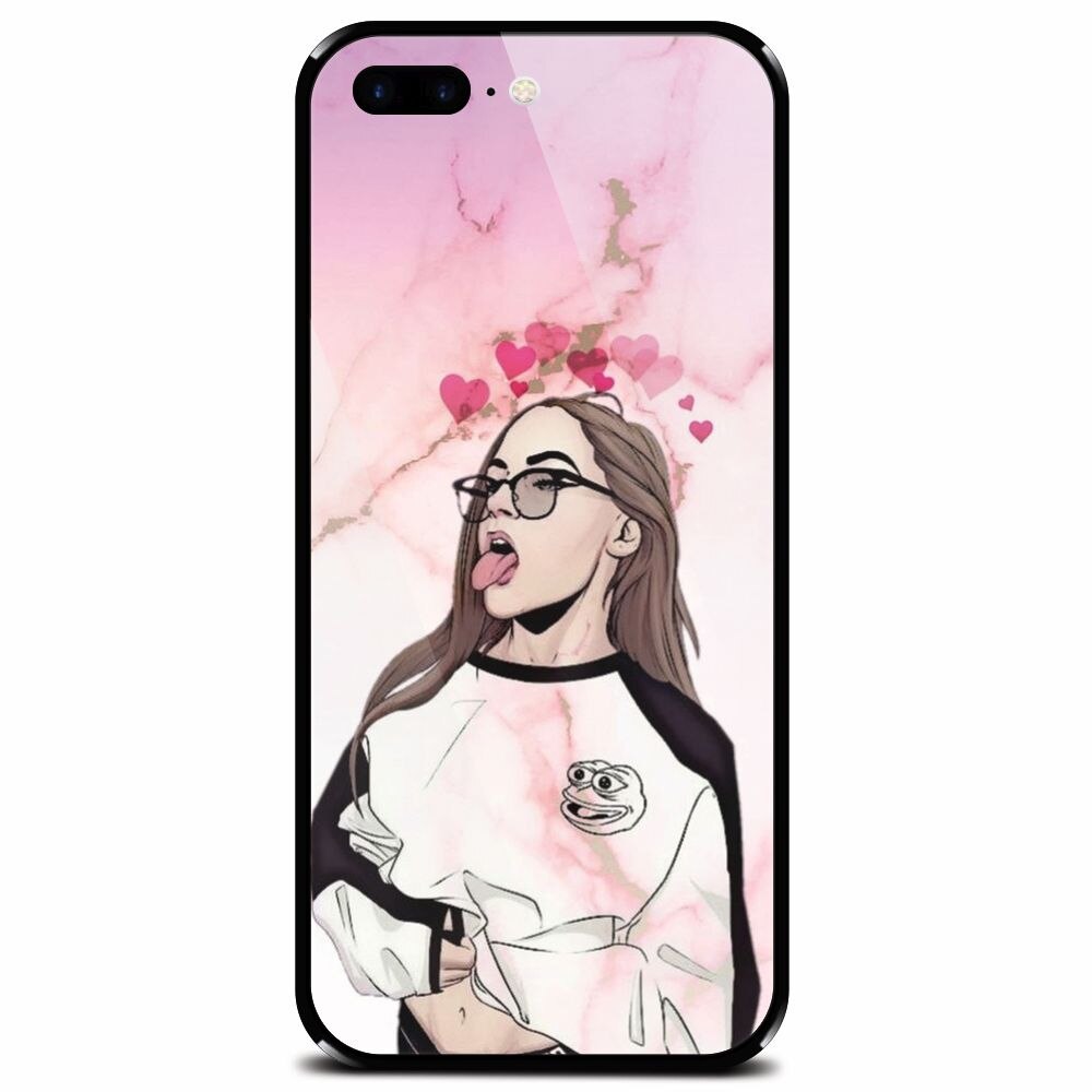 Husa din sticla securizata pentru Apple iPhone 7 Plus, Bad Girl