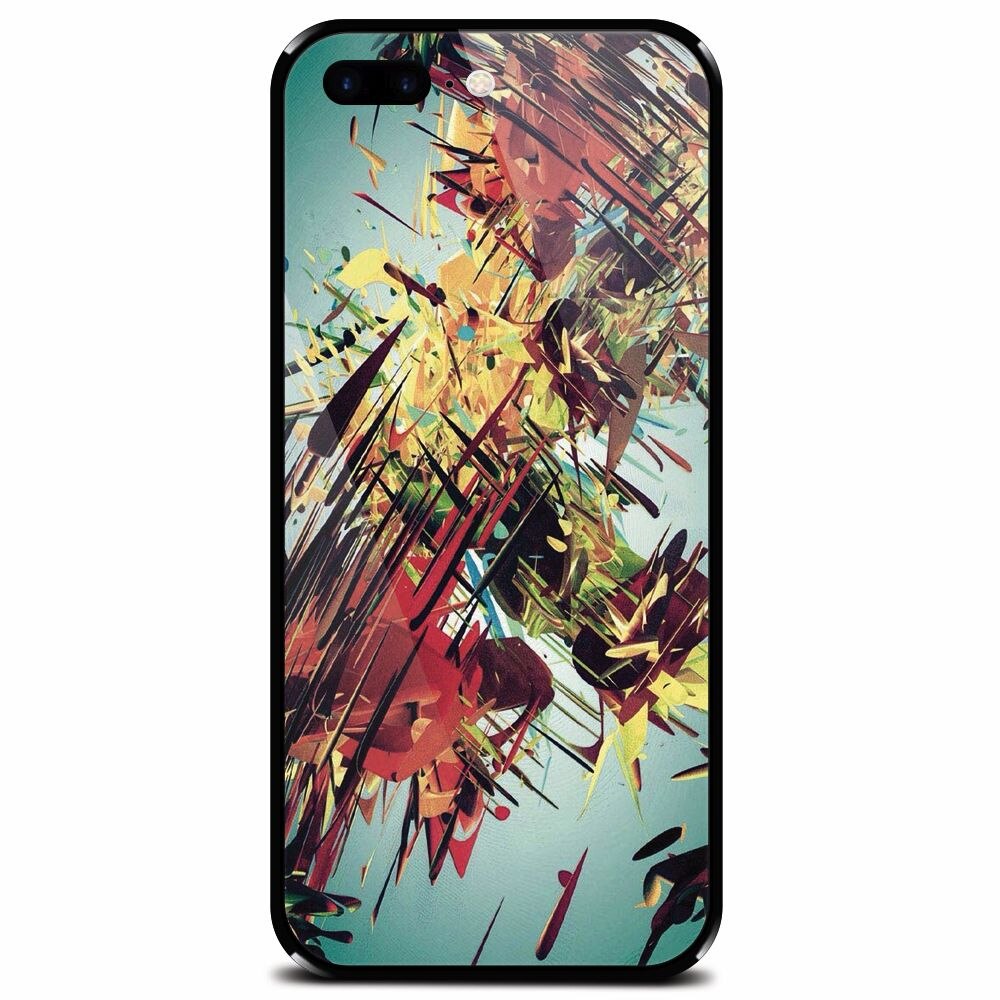 Husa din sticla securizata pentru Apple iPhone 7 Plus, Complex Abstract Colorful 3D Drawing