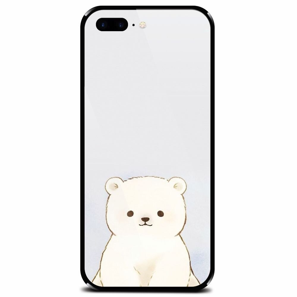 Husa din sticla securizata pentru Apple iPhone 7 Plus, Bear