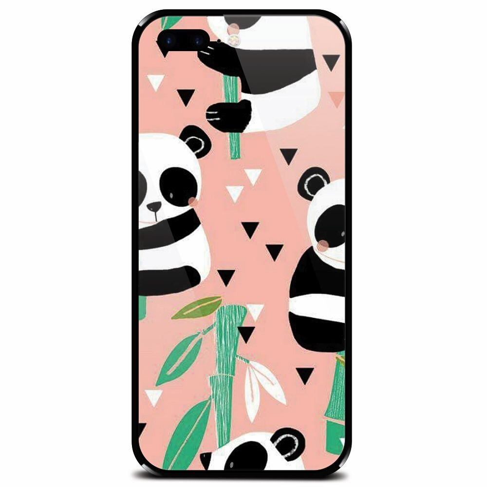 Husa din sticla securizata pentru Apple iPhone 7 Plus, Baby Panda 001