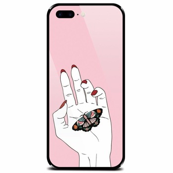 Husa din sticla securizata pentru Apple iPhone 7 Plus, Butterfly In Hand Husa din sticla securizata pentru Apple iPhone 7 Plus, Butterfly In Hand
