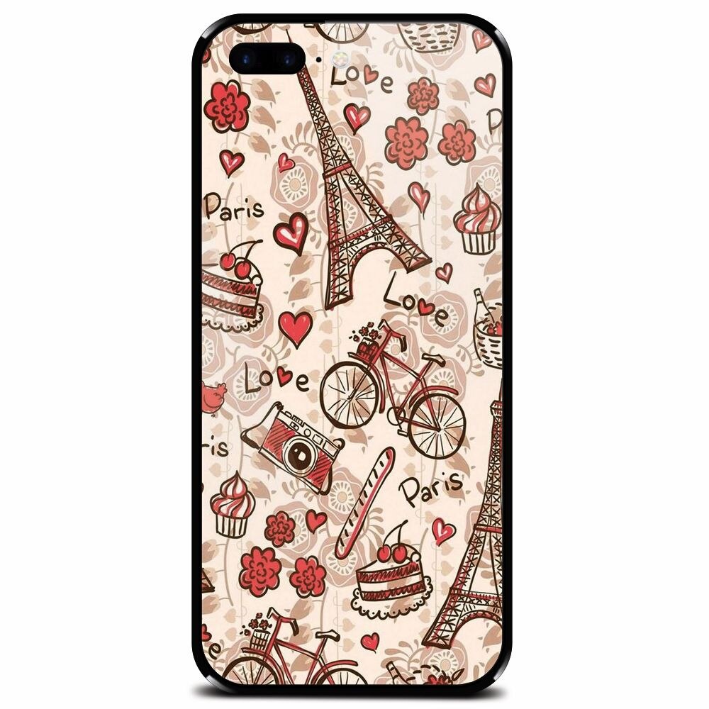 Husa din sticla securizata pentru Apple iPhone 7 Plus, Paris Love