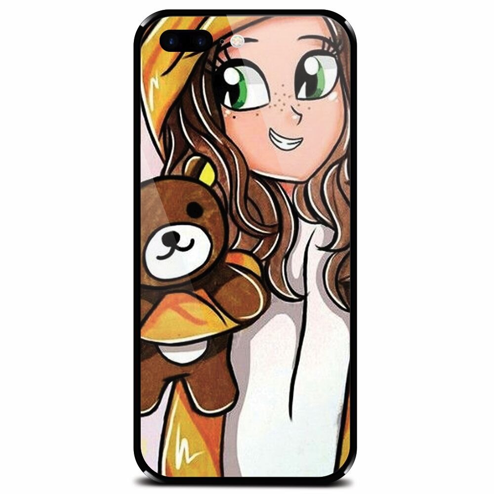 Husa din sticla securizata pentru Apple iPhone 7 Plus, Girl With Little Bear