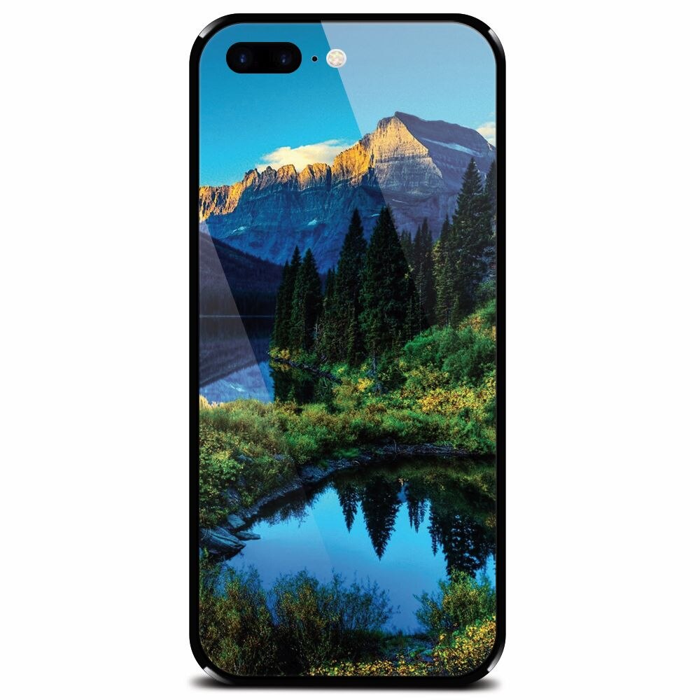 Husa din sticla securizata pentru Apple iPhone 7 Plus, HDR Mountains Lake