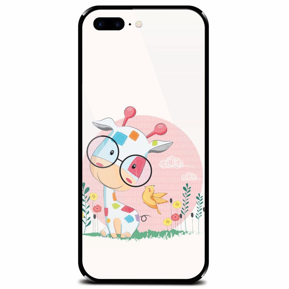 Husa din sticla securizata pentru Apple iPhone 8 Plus, Baby Giraffe