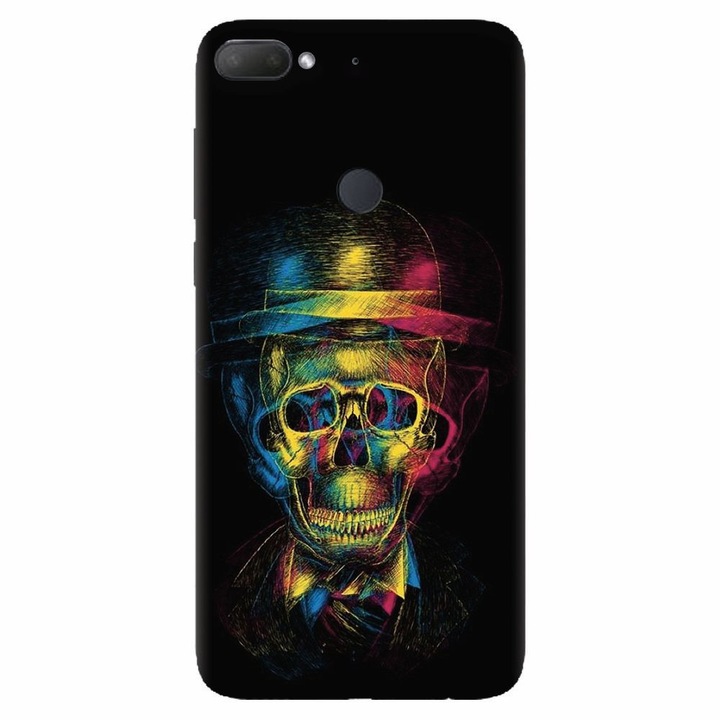 Силиконов кейс съвместим с Htc Desire 12 Plus, Colorfull skull 3d