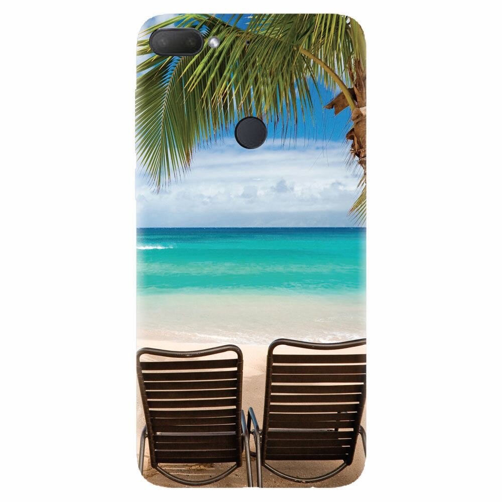 Husa silicon pentru Htc Desire 12 Plus, Beach Chairs Palm Tree Seaside
