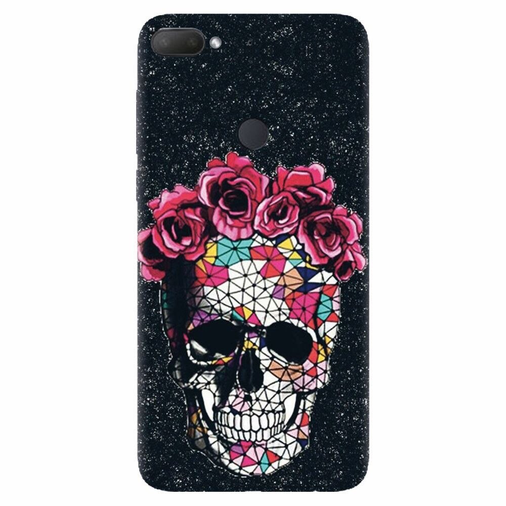 Husa silicon pentru Htc Desire 12 Plus, Colorful Skull Roses Space