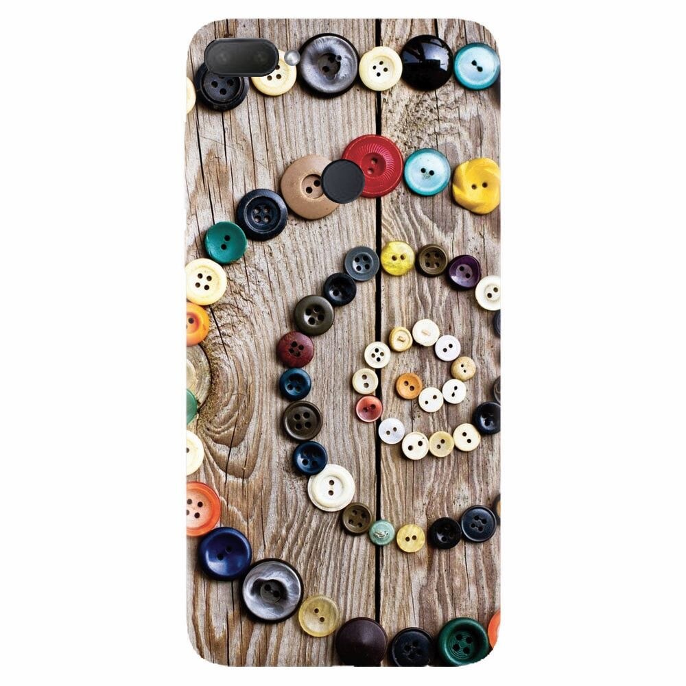 Husa silicon pentru Htc Desire 12 Plus, Colorful Buttons Spiral Wood Deck
