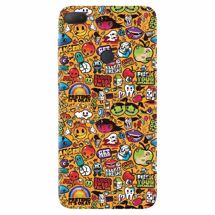 Силиконов калъф за Htc Desire 12 Plus, цветни илюстрации на стикери