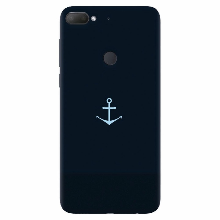 Силиконов калъф, съвместим с Htc Desire 12 Plus, Blue Navy Anchor Illustration Flat