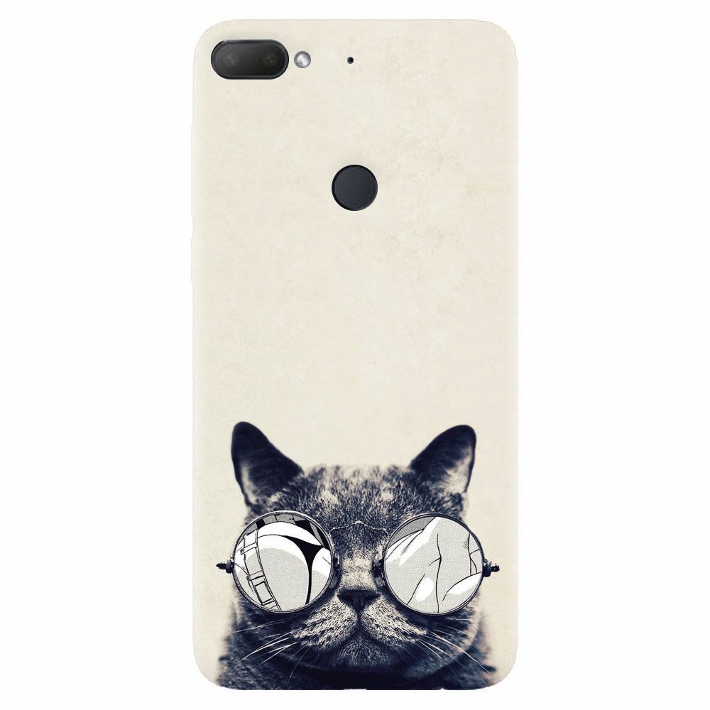 Husa silicon pentru Htc Desire 12 Plus, Cool Cat Glasses