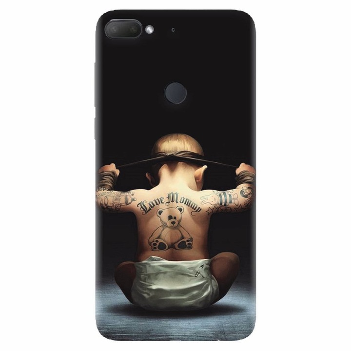 Силиконов капак, съвместим с Htc Desire 12 Plus, Body Builder Cute Baby Tattoo