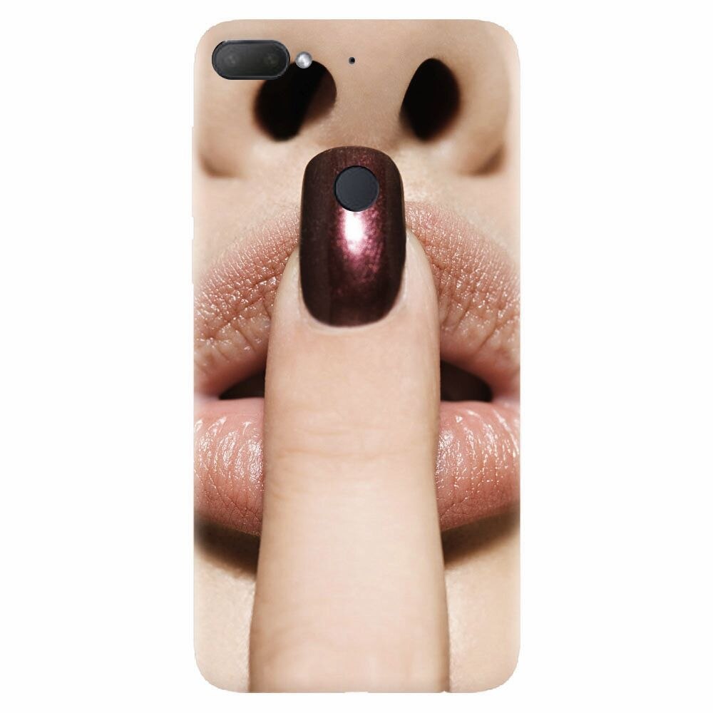 Husa silicon pentru Htc Desire 12 Plus, Finger Purple Nailpolish Girl Lips
