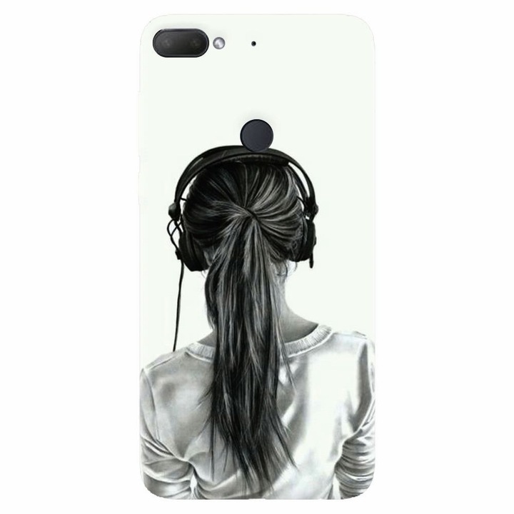 Силиконов капак, съвместим с Htc Desire 12 Plus, Girl With Headphone