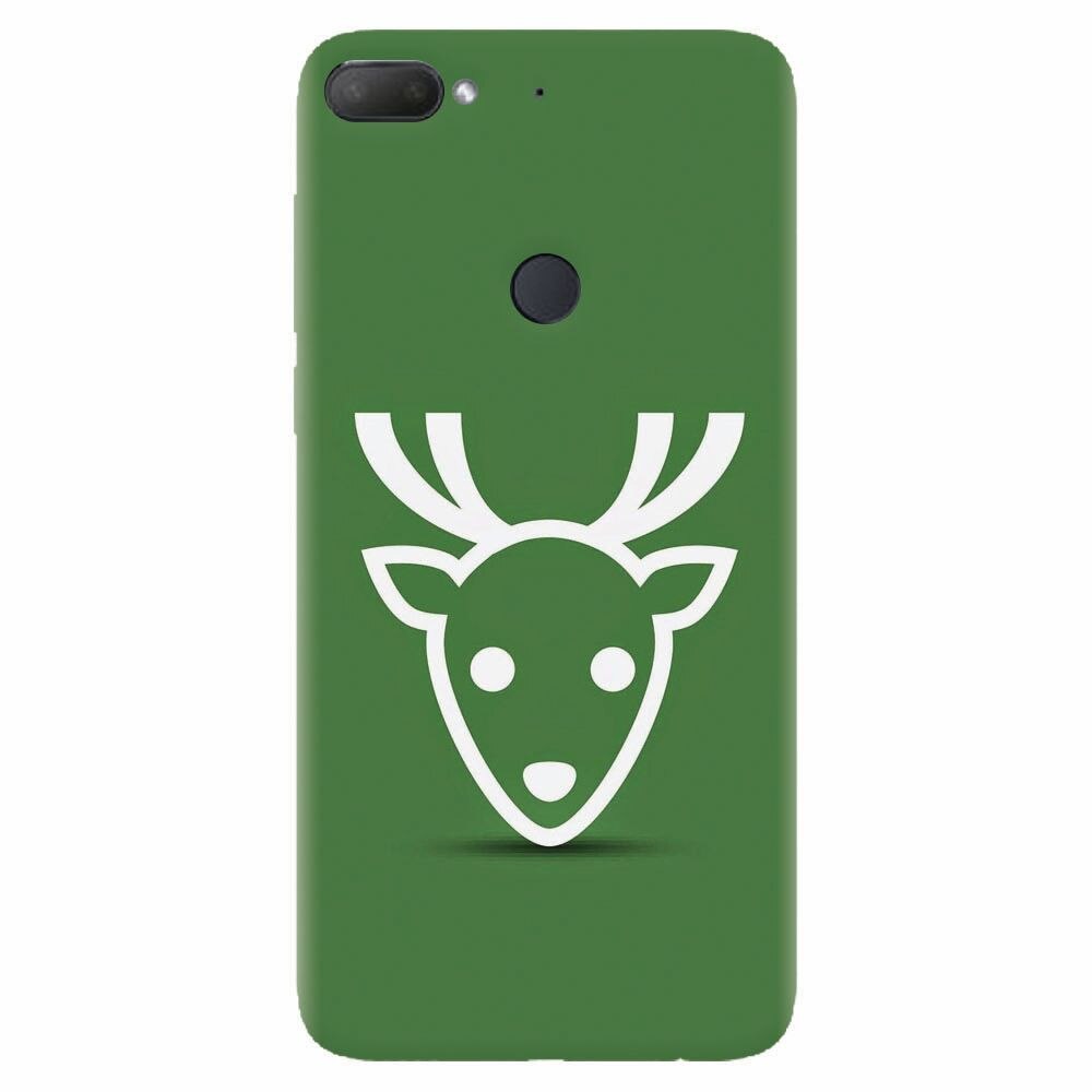 Husa silicon pentru Htc Desire 12 Plus, Minimal Reindeer Illustration Green