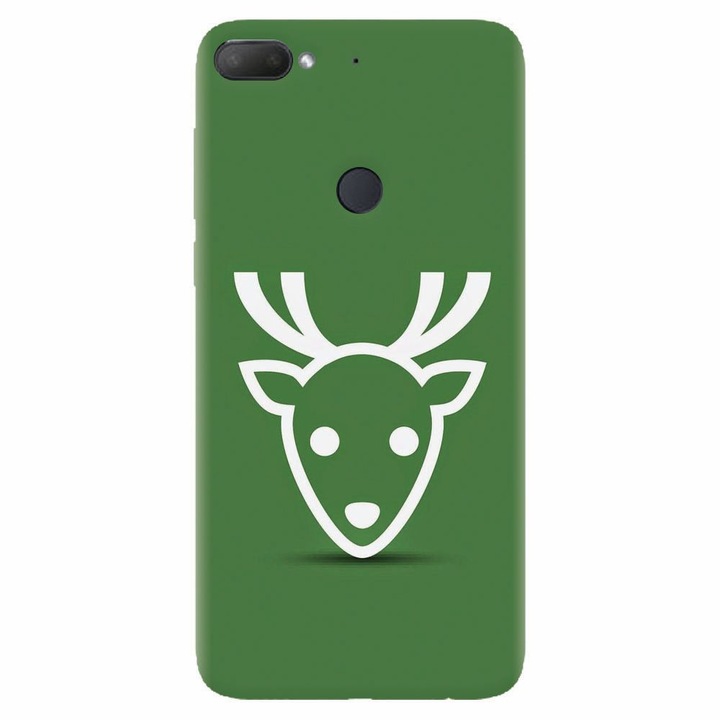 Силиконов капак, съвместим с Htc Desire 12 Plus, Minimal Reindeer Illustration Green