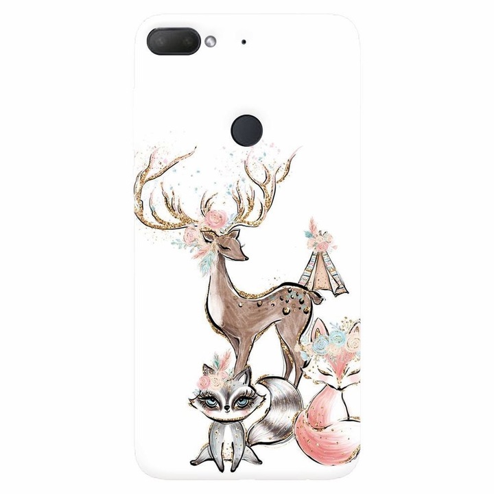 Силиконов капак, съвместим с Htc Desire 12 Plus, Foxs And Deer