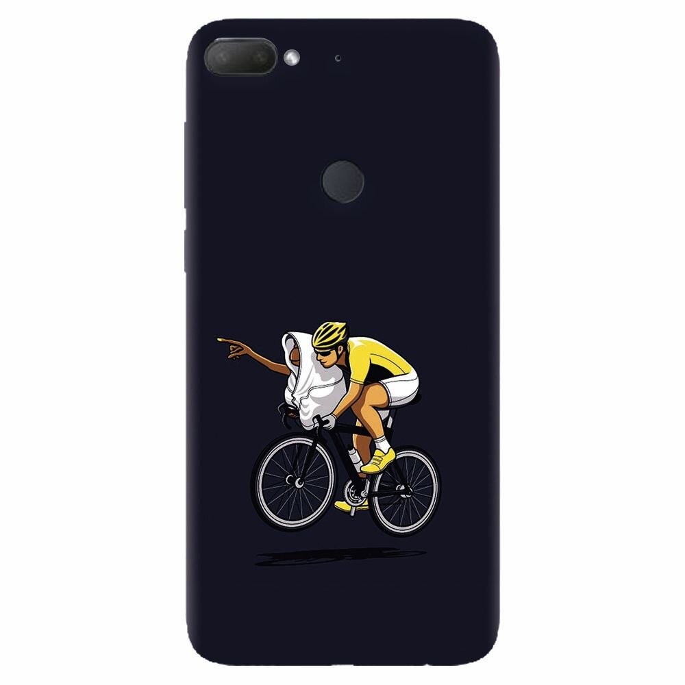 Husa silicon pentru Htc Desire 12 Plus, ET Riding Bike Funny Illustration