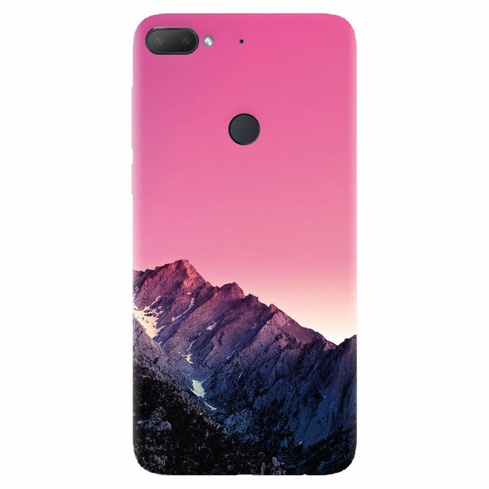 Husa silicon pentru Htc Desire 12 Plus, Mountain Peak Pink Gradient Effect