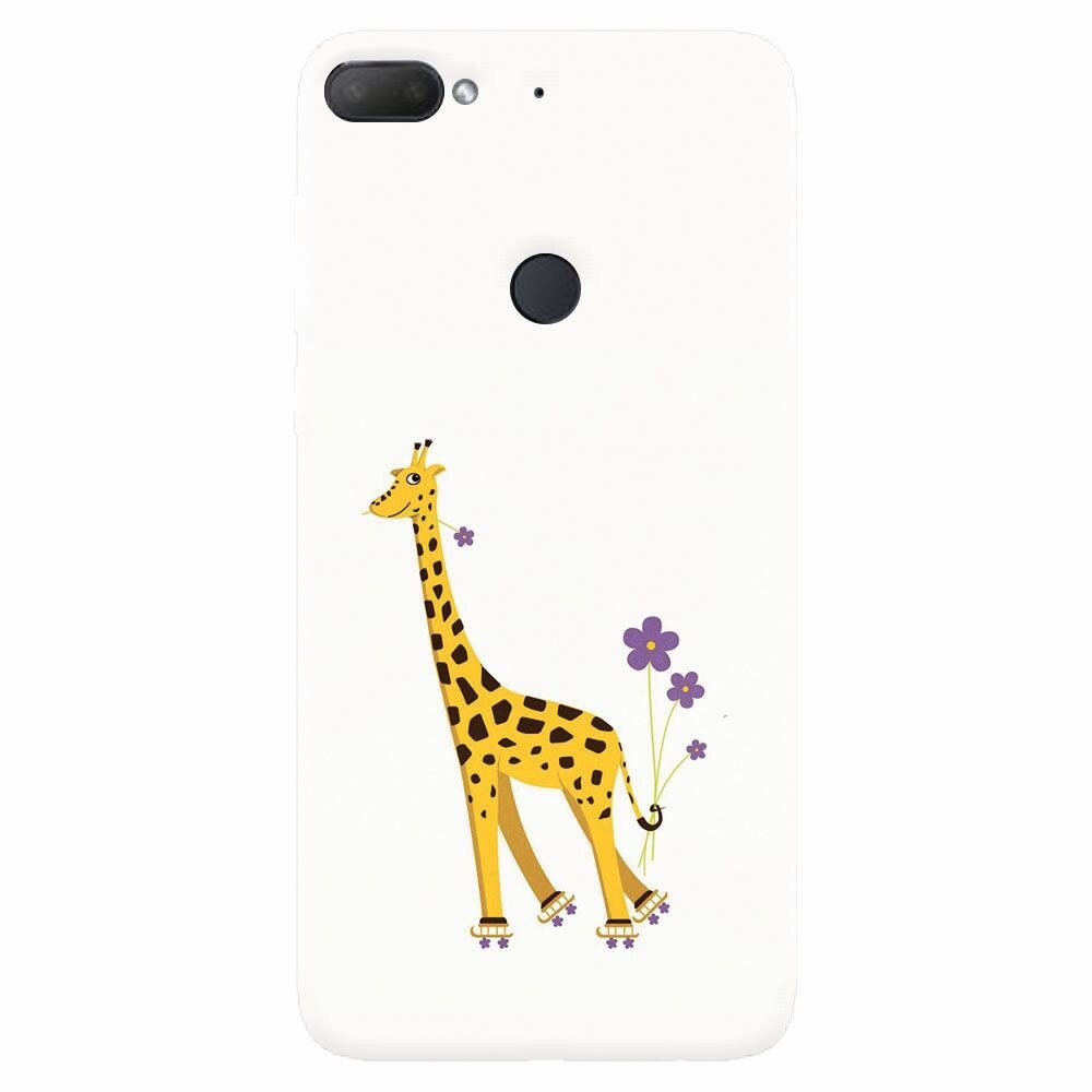 Husa silicon pentru Htc Desire 12 Plus, Rollerskating Girafe Illustration