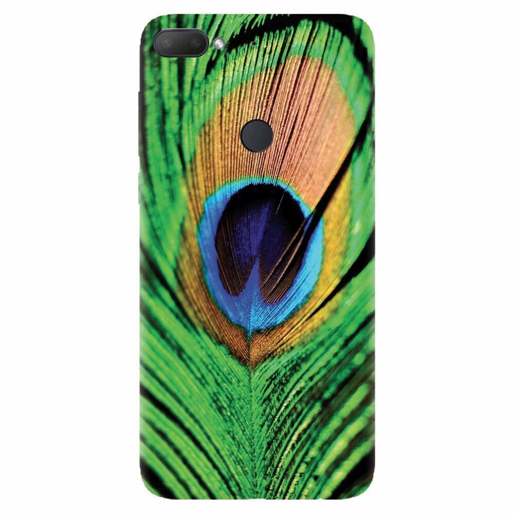 Husa silicon pentru Htc Desire 12 Plus, Peacock Feather Green Blue
