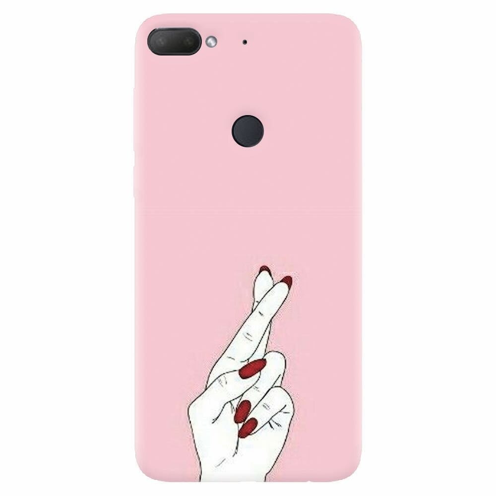 Husa silicon pentru Htc Desire 12 Plus, Pink Finger Cross