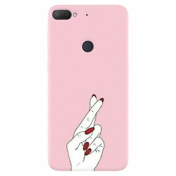 Husa silicon pentru Htc Desire 12 Plus, Pink Finger Cross Husa silicon pentru Htc Desire 12 Plus, Pink Finger Cross
