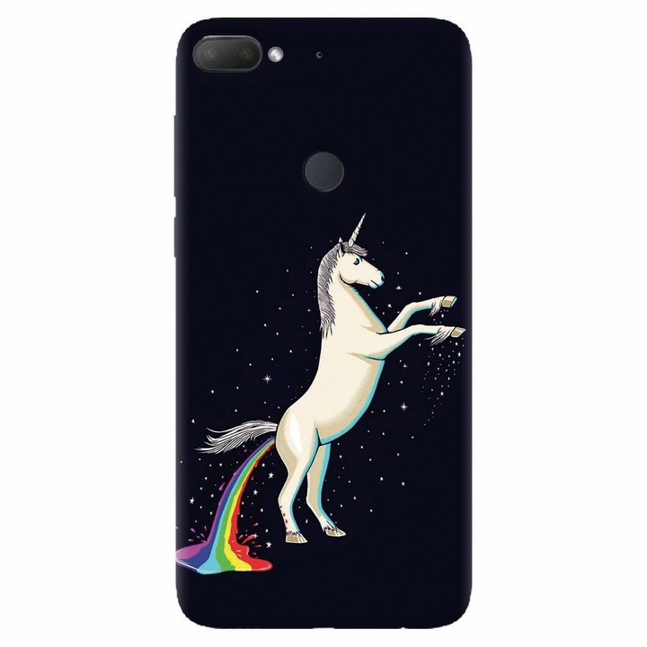 Силиконов калъф, съвместим с Htc Desire 12 Plus, Unicorn Shitting Rainbows